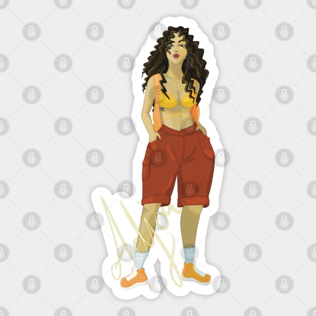 Orange Summer Thanatos Sticker by AdjoaSeddoh